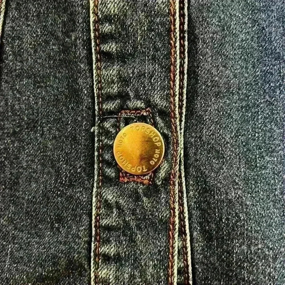 Topshop MOTO Dark Wash Denim Button Up Mini Skirt Size 32 - Picture 6 of 6